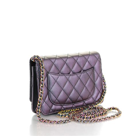 CHANEL Iridescent Goatskin Quilted Wallet On Chain WOC 